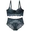 Conjunto de Lingerie Sexy de Renda com Sutiã Push-Up para Mulheres, Sutiã Fino de Verão que Faz Seios Grandes Parecerem Menores, Conjunto de Sutiã Confortável e Respirável