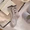 Calcetines de Lana Color Café Gris para Mujer Calcetines de Invierno Engrosados Cálidos Nuevos Calcetines de Cachemira Rayas de Dibujos Animados Puntos Medias