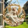 Disco Acrílico Creativo Transfronterizo Colgante Plano Sueño de Princesa Cuento de Hadas Belleza Imagen Atrapasol Decoración de Ventana Letrero Colgante para Porche