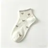 Calcetines con Lazo Primavera Verano Estilo Ballet Sencillo Color Café Algodón Calcetines Deportivos Casual Versátiles Calcetines para Mujer Frescos