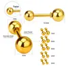 Pendientes Clásicos Europeos y Americanos de Bolas Pequeñas Redondas, Pendientes de Rosca de Bolas de Acero de Moda y Sencillos, Pendientes de Acero Inoxidable Chapados en Oro, Venta Directa de Fábrica