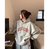 Sudadera con Capucha Estilo Coreano para Mujer, Sudadera de Mujer con Estampado de Letras Holgada para Otoño e Invierno, Forro Polar Delgado Engrosado, Atuendo para Mejor Amiga, Top Estilo Perezoso