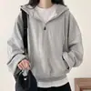Sudadera con capucha tipo pullover de estilo coreano para mujer, nueva de otoño 2026 con cordón, capucha, streetwear, top holgado de media cremallera