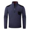 Exportação Transfronteiriça Outono e Inverno Manga Longa Masculino Gola Alta Meio Zíper Tricô Pulôver Tricô Masculino Aveludado Espessado Quente