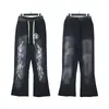 Calça Jeans Casual Retro Reto Levemente Flare Lavagem Vintage Desgastada Série Hellstar NFC Transfronteiriça