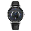 Procesamiento y Personalización de Comercio Exterior Más Vendido Moda Calendario de Luz Azul Patrón Romano Reloj de Hombre Correa de Reloj de Hombre Reloj de Cuarzo
