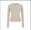 /Camisa Moxi Queen de Manga Longa para Mulheres, Camisa Básica Justa ao Corpo, Top de Gola Redonda