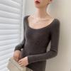 Suéter de Cachemira a Rayas con Cuello de Lana Cálido para Mujer Camisa Base Adelgazante de Primera Línea Nuevo Otoño e Invierno