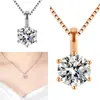 Venda quente banhado a platina 18K imitação de diamante Moxan Diamond Classic Six-garra Grande pingente de diamante nu pingente de corrente de clavícula simples fresco
