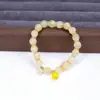 Nuevos Brazaletes de Cristal Amarillo Hechos a Mano con Cuentas, Estilo Verano 2025, con Transferencia Estilo Chino y Pulseras de la Fortuna, Estilos Versátiles para Mujeres