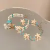 Férias na Praia_Pulseira de Conchas Azuis e Estrelas do Mar para Mulheres, Novos Acessórios de Contas de Ilha para Primavera e Verão, Pulseiras Empilháveis