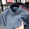 Nueva camiseta de algodón para hombre de verano, casual de negocios, color liso, versátil, elegante, polo con cuello, holgada y transpirable