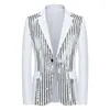 Comércio Exterior Transfronteiriço Traje Formal Patchwork Jaqueta de Terno Brilhante de Botão Único Masculino para Boate, Apresentador, MC, Estúdio