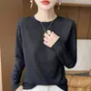 Blusa de Tricô Leve e Confortável com Gola Redonda para Mulheres, Cor Sólida Versátil, Manga Longa para Usar em Camadas - Lançamento Primavera/Verão 2026