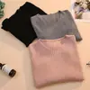 Nuevo Top de Punto Básico de Cuello para Mujer Otoño Invierno Versátil Ajustado Elegante Ropa Interior de Manga Larga Ajustado