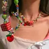 Collar Accesorios de Verano Lujo Ligero Playa Clavícula con Forma de Manzana Dopamina Colorido Moño Cuentas