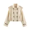 Fabricante de ropa de mujer transfronterizo al por mayor 2026 nuevo gabardina corta de moda casual suelta plisada estilo europeo y americano