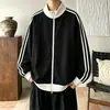 Cardigan suéter casual de waffle listrado estilo americano juvenil tendência para outono