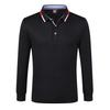 Compra grupal al por mayor en stock boleto adicional bordado logo impresión imagen cobre amoníaco 85 algodón combinación de colores raya negro manga larga cuello camisero polo ancho