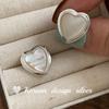 Joyas Sencillas de Plata Brillante Estilo Ins Coreano Pendientes Elegantes de Plata de Ley S925 con Corazón de Nácar Blanco Diseño de Nicho para Mujeres