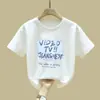 2308# Niños y Niñas Verano 2025 Nueva Ropa Infantil Mediana y Grande Camiseta de Verano Infantil Estilo Occidental Camiseta de Manga Corta de Algodón Puro