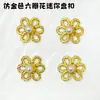 Fecho Mini Flor de Seis Pétalas com Incrustação de Pérola 14,5x13mm, Fecho de Pressão Vintage em Liga de Zinco, Boneca de Algodão BJD