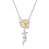 Piedra de Cristal Natural Nunca se Desvanece Collar con Diseño de Rosa Collar de Plata S925 Colgante de Piedra Preciosa de Corte Floral de Alta Gama