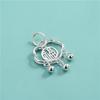 Accesorio de Plata Esterlina S925 Galvanizado de Fina Artesanía con el Carácter "Fu" para Buena Fortuna, Colgante de Paz, Colgante para Pulsera de Cuerda Trenzada DIY