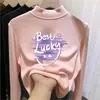 Blusa de segunda pele para meninas, nova coleção outono/inverno 2026, camiseta infantil, blusa de manga longa slim fit com estampa de desenho animado para meninas pequenas