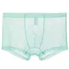 Bóxers Sexy Transparentes para Hombre Delgada Malla de Seda de Hielo Talla Grande Bóxers Estampados de Seda de Hielo de Cuatro Esquinas