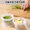 Caja de Conservación de Cebolleta Estilo Japonés, Caja de Almacenamiento de Doble Capa para Cebolletas, Jengibre y Ajo, con Función de Drenaje, Caja de Conservación de Alimentos para Refrigerador
