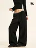 Pantalones de Chándal Cálidos Casuales Estilo Americano Yongfang para Hombres y Mujeres, Corte Holgado, Sensación de Alta Gama, Lana Doble Cara Hecha a Mano, Pantalones Rectos de Caída Fluida, Largo hasta el Suelo