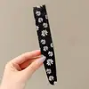 Pinza para el flequillo de la frente con lindo patrón floral pequeño, pinza para flequillo francés, diadema para lavarse la cara, pinza para el pelo de mujer para la parte trasera de la cabeza
