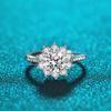 Anillo de copo de nieve de lujo ligero de plata esterlina S925 para mujer, chapado en pt950, anillo de diamante Mossan de 1 quilate, lote de origen