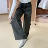 Calça de Trabalho Estilo Americano Verde Militar para Mulheres, Outono/Inverno 2025, Cintura Alta, Petite, Caimento Solto, Calça de Perna Larga Emagrecedora, Forrada com Fleece, Calça Curva