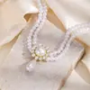 Collar de Perlas Gotas de Agua para Mujer, Lujo Ligero Nicho Retro Estilo Palacio Novia Boda Vestido de Novia Verano Gargantilla Exagerada