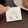 Gota de Óleo Desenho Animado Fofa Brinco para Bebida Chá de Leite Gato Mulheres Agulha de Prata Divertido Versátil Coração de Menina Brincos de Estudante Atacado