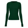 Mulheres europeias e americanas Casual Confortável para todos os jogos Decote redondo Camiseta de manga comprida Primavera e Outono Cor sólida Apertado Base de pulôver Camisa Top