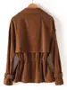 Chaqueta de Cuero con Lazo a la Cintura Estilo Otoño Nuevo Transfronteriza, Cuero Semi-Curtido Encapsulado al Agua, Chaqueta de Cuero Moderna y Versátil