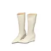 Botas de Salto Plataforma Tamanho Grande Femininas 2026 Outono Inverno Novas Simples Zíper Traseiro Salto Alto Moda Botas Longas Botas Longas Emagrecedoras