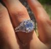 Hecheng AliExpress Anillo de Diamantes Cuadrados para Mujer Moda Creativa Joyería de Compromiso Lujoso Elegante Personalizado Anillo de Cola