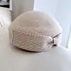 Boina de Renda com Laço de Pérolas Costurado à Mão Estilo Fada Francesa para Mulheres Outono e Inverno Chapéu de Lã Australiana Vintage