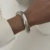 Diseño de Moda Transfronterizo Pulsera de Resorte Irregular Exagerada Ola Metal Ins Brillo Ancho Pulsera Moda
