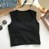 Chicas Calientes Sexy Cuello Cuadrado Hombro Ancho Hermosa Espalda Chaleco con Almohadilla en el Pecho Copa Fija Adelgazante Top sin Mangas con Ropa Interior Mujer