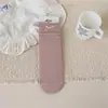 Meias Drapeadas Florais Retrô Estilo Coreano Outono/Inverno Cor Café Meias de Bolinhas com Laço Meias Femininas Trendy Retrô de Cano Médio Algodão