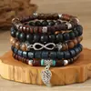 Nuevo Pulsera de Cinco Piezas con Cuentas de Madera de Colores Estilo Flor Pulsera Elegante Moda Joyería Hecha a Mano en Hilo De Fábrica En Stock