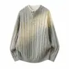 Suéter de Invierno 2026 Estilo Coreano Nuevo con Cuello Henley para Hombre, Suéter de Punto Retorcido, Suéter Falso de Dos Piezas para Hombre