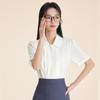 Camisa Branca Profissional de Verão para Mulheres, Blusa de Manga Curta para Estudantes Universitários, Adequada para Provas, Deslocamento e Entrevistas
