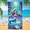 Toalla de Playa Popular Transfronteriza para Niños Dibujos Animados Anime Princesa Sirena Microfibra Toalla de Baño para Playa Impresa Secado Rápido