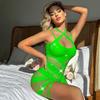 Nuevo estilo puro deseo europeo y americano sexy hueco caliente strass cruz rayada hueco sexy lencería mujer libre fuera malla ajustada